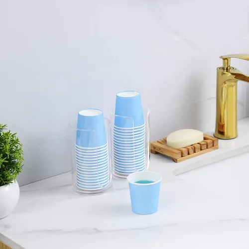 Vista 5 de VITVITI Paquete de 30 vasos para enjuague bucal de baño, taza de papel desechable de café de 3.7 onzas, taza pequeña para enjuague bucal/bebidas
