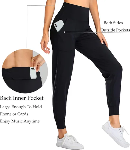 Vista 66 de Oalka - Pantalones deportivos para mujer, con cintura alta y bolsillos, para hacer deporte, yoga y entrenar