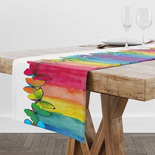 Vista 13 de Camino de mesa de flores de los años 60 y 70, retro, bohemio, hippie, para niños, niñas, fiesta, hogar, cocina, mesa, decoración, 36 x 13 pulgadas