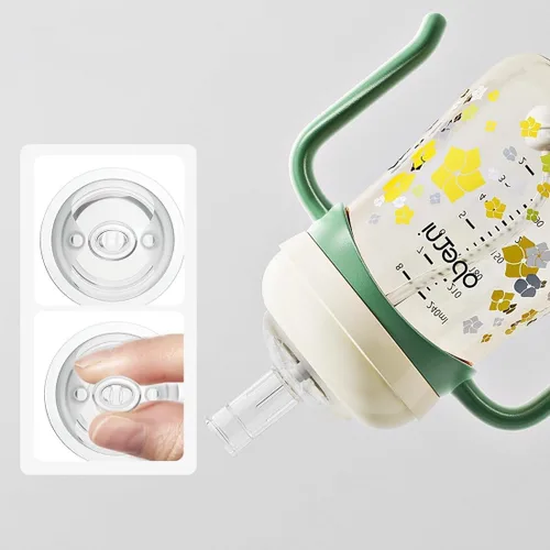 Vista 3 de Oberni Vaso para bebés de 8.1 fl oz/8 onzas, botella de agua para niños pequeños con boquilla con válvula antiderrames durante más de 6 meses verde