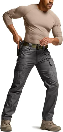 Vista 3 de CQR Pantalones tácticos para hombre, resistentes al agua, pantalones cargo Ripstop, ligeros EDC trabajo, senderismo, ropa para exteriores