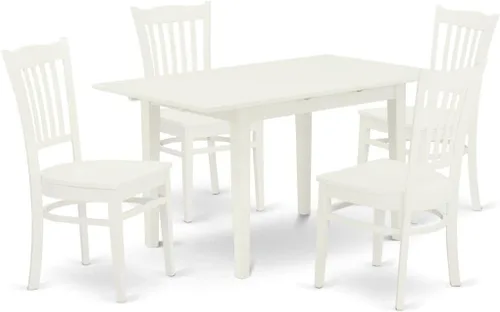 Vista 15 de East West Furniture NOGR3-BLK-W - Juego de mesa de comedor de 3 piezas para espacios pequeños que contiene una mesa de comedor rectangular con hoja