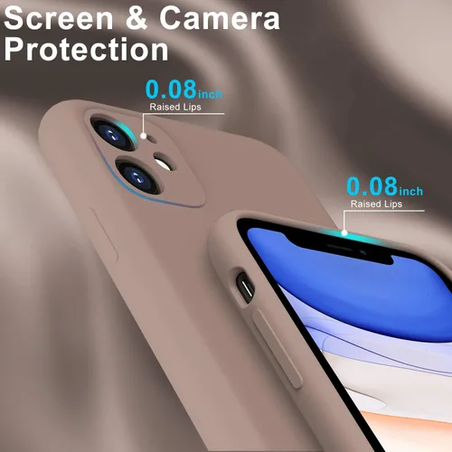 Vista 5 de DEENAKIN Funda compatible con iPhone 11 con protector de pantalla, silicona sedosa, funda de cámara mejorada, probada contra caídas de 16 pies