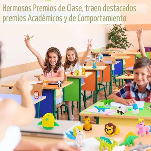 Vista 8 de URSKYTOUS 35 borradores de animales de escritorio para niños, borradores de lápices de animales, juguetes de borrador a granel, regalos para premios