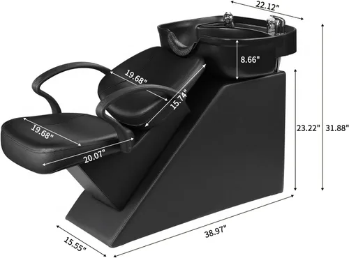 Vista 7 de Silla de lavado Ainfox para peluquería, con cuenco para champú, de plástico ABS, para salón de belleza (Negro)