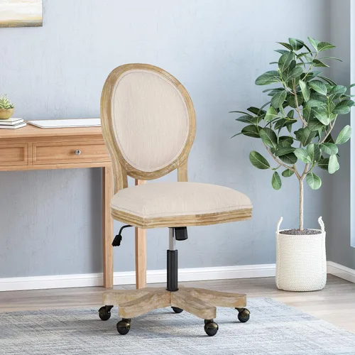 Vista 2 de Silla de oficina giratoria tapizada Pishkin - Beige/Natural
