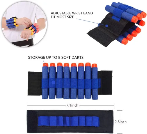 Vista 5 de Juego de accesorios de chaleco táctico para Nerf N-Strike Elite Series con 20 dardos de repuesto, 2 clips de recarga rápida, soporte para munición
