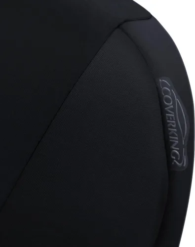 Vista 3 de Coverking Funda de asiento de cubo manual 50/50 de ajuste personalizado para modelos seleccionados de Nissan Frontier - Neosupreme Solid (negro)