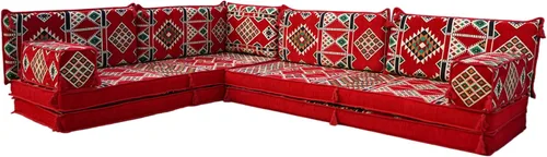 Vista 40 de arabicsofa Juego de sofás árabes tradicionales en forma de L - Sofás seccionales marroquíes - Asientos Majlis orientales para sala de estar