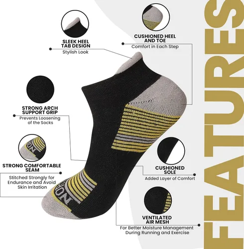 Vista 4 de Compression Ankle Socks for Men & Women – Stretch Fit, Cushioned Support & Breathable Comfort, Size 7-10 Negro (surtido) - Paquete de 6