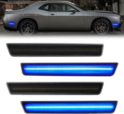 Vista 9 de R&F Auto 4 piezas de luces LED laterales de repuesto para Challenger SRT Hellcat 2018-2023, R/T Scat Pack de cuerpo ancho para Redeye Super Stock