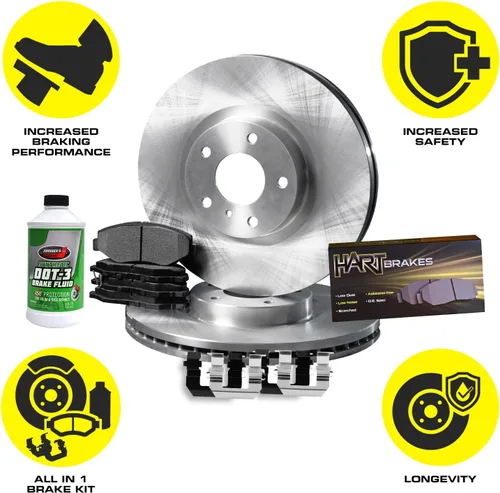 Vista 4 de Hart Brakes Kit Frenos y Rotores Delanteros Pastillas de Freno Delanteras Rotores y Pastillas de Freno Pastillas de Freno y Rotores