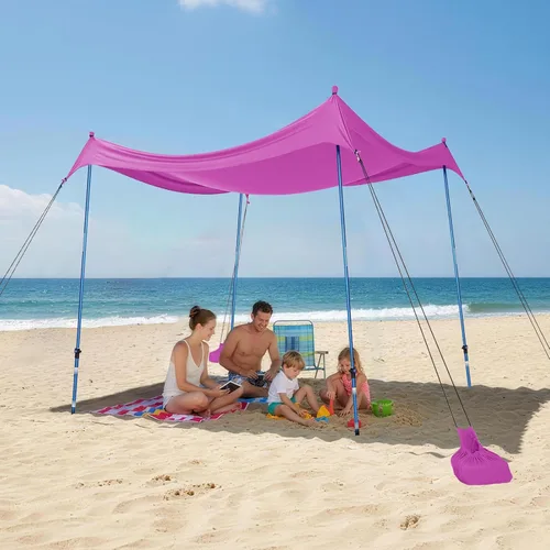 Vista 22 de CROWN SHADES Tienda de campaña de playa de 7 x 7, toldo de playa fácil de desplegar, UPF50+, 2 postes ajustables, turquesa
