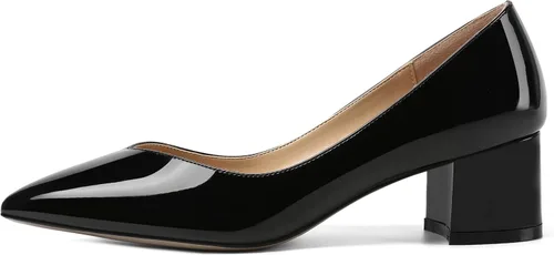 Vista 2 de AMBELIGHT Zapatos de tacón bajo grueso para mujer, con puntera puntiaguda, de 2 pulgadas