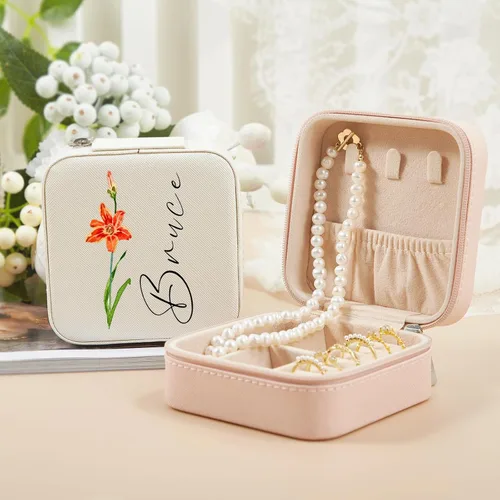 Vista 3 de Pequeño estuche de viaje para joyas, organizador de joyas de viaje, mini estuche de viaje para joyas, estuche de viaje para mujeres, organizador