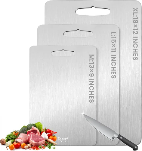 Vista 5 de Tabla de cortar de titanio – Tablas de cortar de titanio 100% puro para cocina, fácil de limpiar, tabla de cortar de doble cara de grado alimenticio