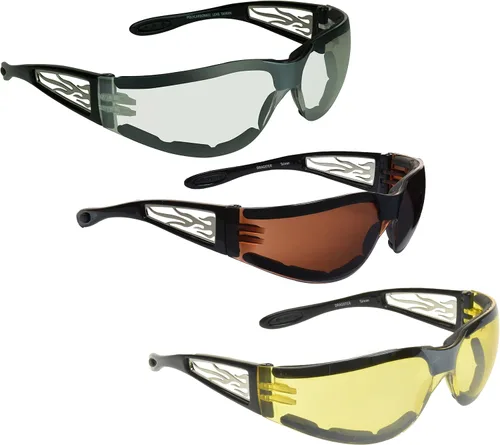 Vista 7 de Anteojos de sol con espuma, para motocicleta. Con diseño de llamas para hombres y mujeres