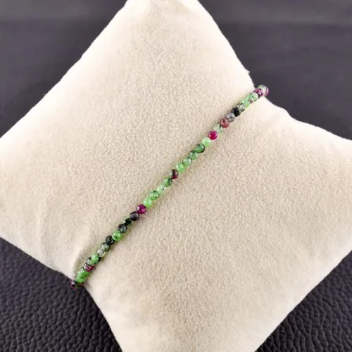 Vista 27 de Natural Gemstone Micro Beads Dainty Bangle Bracelet, Handmade Birthstone Jewelry, Healing Chakra Crystals, Silver Plated 8 inch, Birthday Gift for