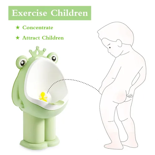 Vista 7 de Urinario de entrenamiento para orinar de rana, orinal para niños y niños pequeños, orinario de pie montado en la pared con divertido objetivo