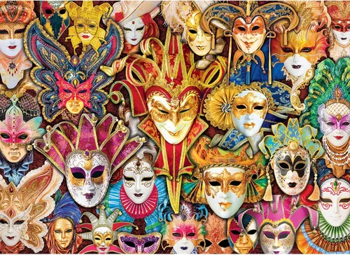 Vista 2 de EuroGraphics rompecabezas de 1,000 piezas de máscaras venecianas