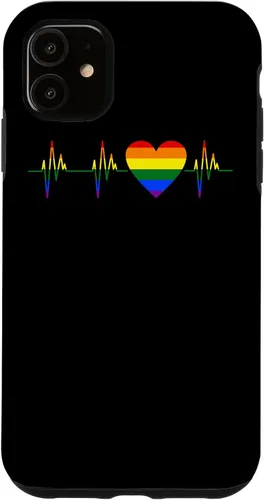 Vista 5 de iPhone 15 Pride Heartbeat Fun LGBTQ Gay Lesbian Orgulloso Soporte Gráfico Funda
