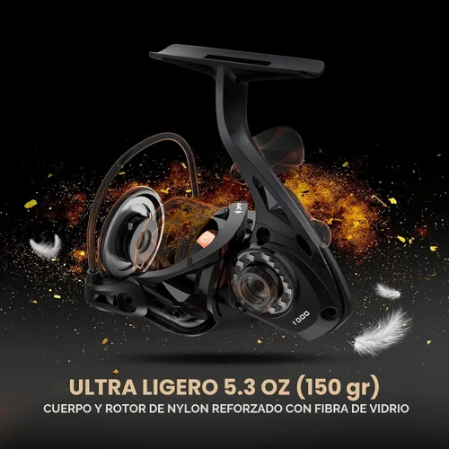 Vista 3 de KastKing Zephyr - Carretes giratorios - 7+1/6+1 BB - Arrastre de fibra de carbono - Eje de acero inoxidable - Bobina de aluminio y CNC