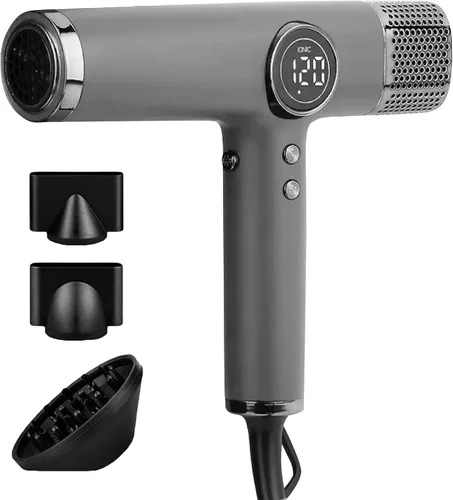Vista 8 de Secador de pelo para salón-1800W de alta velocidad potente secador de pelo con calor turbo ligero a110,000 RPM para secado rápido, negro