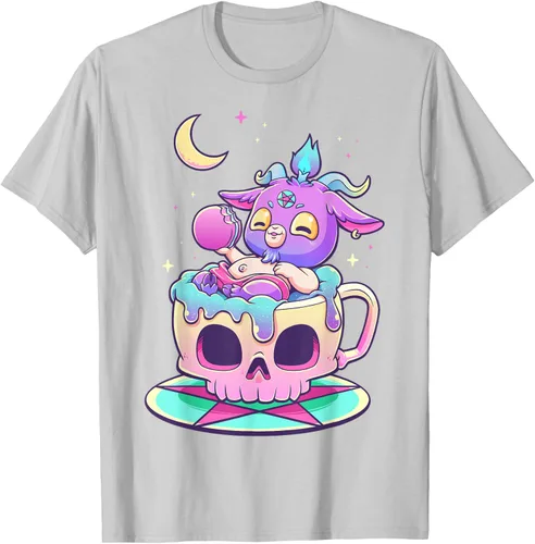 Vista 48 de Kawaii Pastel Goth Cute espeluznante Pentáculo Baphomet - Camiseta de cabra, Negro