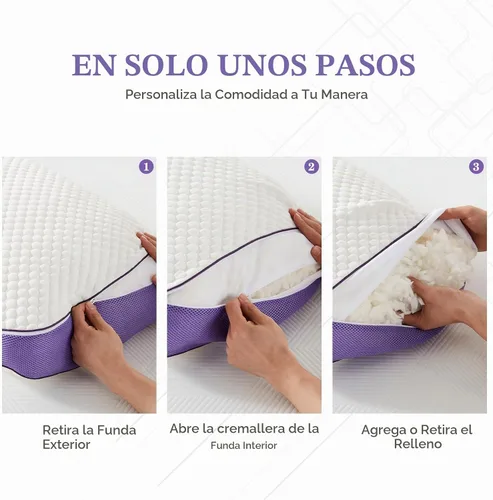 Vista 7 de HOMELAB Paquete de almohada corporal de espuma viscoelástica triturada ajustable con funda de almohada de seda de morera gris, almohada larga