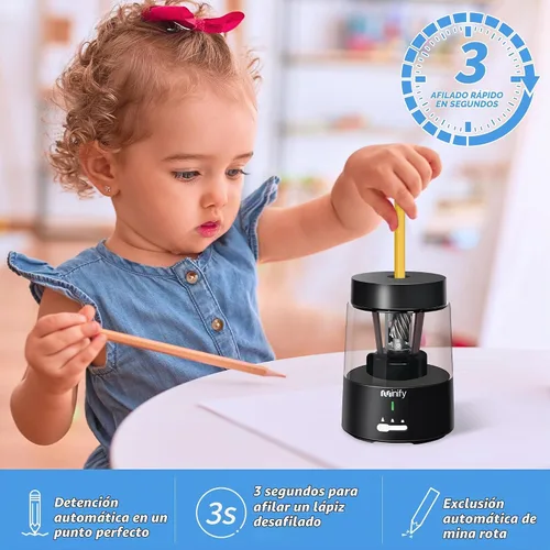 Vista 2 de Sacapuntas eléctrico, sacapuntas de lápiz, hoja resistente recargable con batería, sacapuntas para lápices de colores de 6-8 mm, parada automática