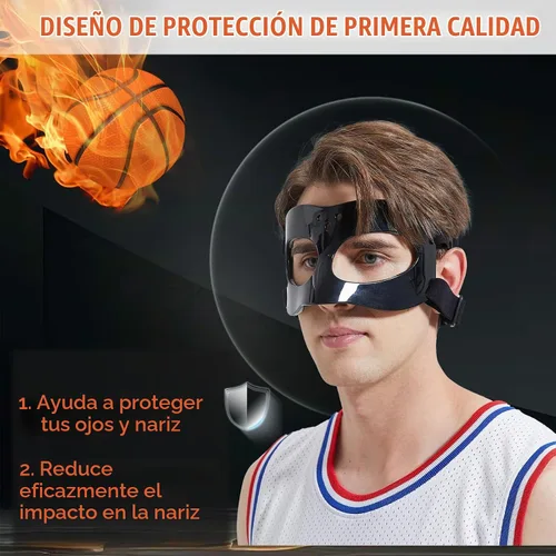Vista 2 de Protector de nariz para nariz rota, béisbol, sóftbol, baloncesto, máscara facial ajustable con acolchado protector de nariz que protege la nariz