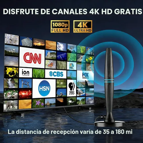 Vista 3 de Antena de TV para canales locales, antena de TV para Smart TV interior Gris oscuro