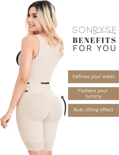 Vista 4 de Sonryse Fajas Colombianas Reductoras y Moldeadoras Postparto Cesarea Shapewear Bodysuit