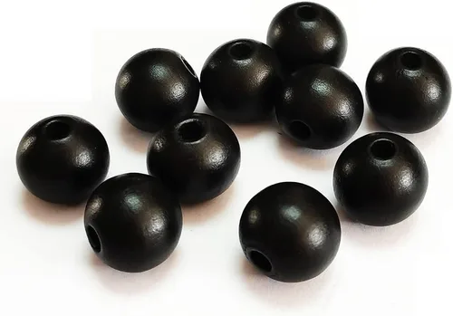 Vista 15 de 150 cuentas de madera negras de 0.630 in, cuentas de madera redondas sin terminar para manualidades, guirnaldas de decoración de granja, joyería