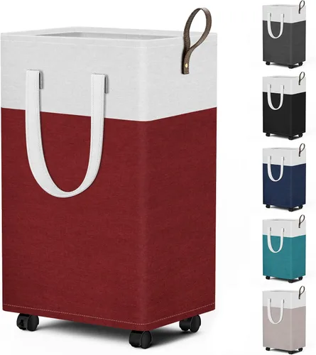 Vista 8 de HomeHacks - Cesta de lavandería rodante de 75L con ruedas, cesta de ropa plegable e impermeable, cesta de ropa móvil, contenedores de almacenamiento
