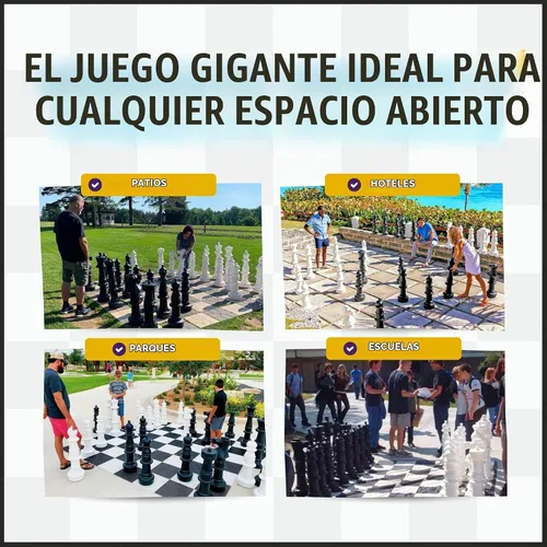Vista 3 de MegaChess Juego de ajedrez gigante con rey de 37 pulgadas de alto, un juego de ajedrez grande para familias que buscan juegos gigantes al aire libre