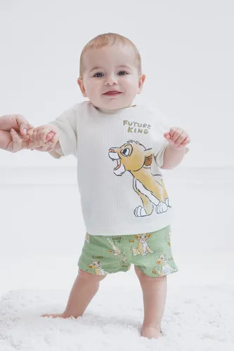 Vista 2 de Disney Mickey Mouse Rey León Donald Duck Simba Plutón - Conjunto de camiseta y pantalones cortos de punto gofre para recién nacidos hasta niños