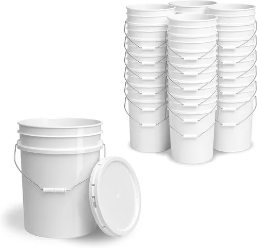 Vista 19 de Cubo de 5 Galones con Tapa Hermética Fabricado en EE. UU. Grado Alimenticio Plástico Premium HPDE Resistente Cubo Multiusos Duradero de 90