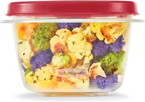 Vista 2 de Rubbermaid Easy Find - Recipientes de almacenamiento de alimentos con tapas, 2 tazas, rojo Racer, juego de 4