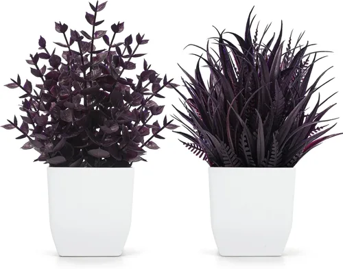 Vista 10 de Der Rose 2 Pack Fake Plants for Black Bathroom Halloween Decor Negro