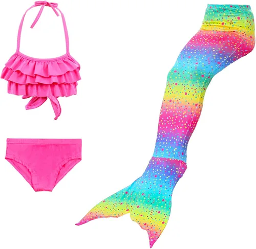 Vista 3 de Traje de baño de cola de sirena para niñas, 3 piezas