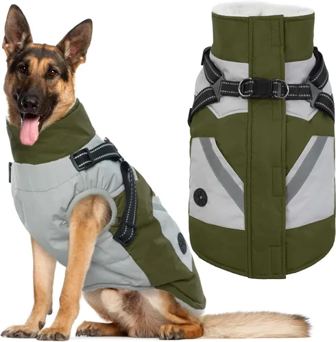 Vista 11 de IECOii Abrigos para perros pequeños, arnés de invierno con cremallera, color verde, talla XS, cálido abrigo de invierno para perros pequeños