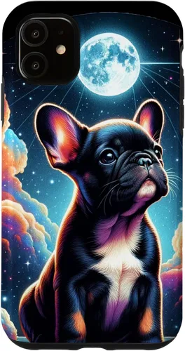 Vista 8 de Funda para iPhone SE (2020) / 7 / 8 Bulldog Francés Puppy Under The Moon In Space