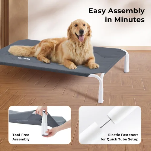 Vista 2 de ZOMISIA Cama elevada para perro con ensamble sin herramientas - Cama de enfriamiento elevada para perros al aire libre para mascotas grandes, hamaca