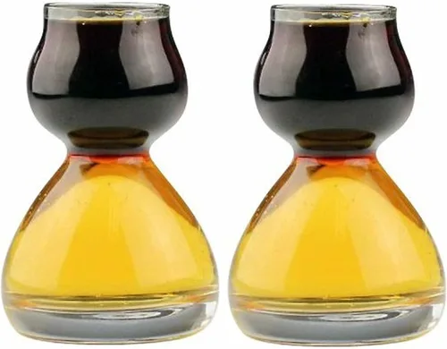 Vista 7 de QUAFFER Vaso de chupito de doble burbuja – Jigger de chupito Chaser para tomas suaves y sabrosas – Divertidos vasos de chupito divididos únicos