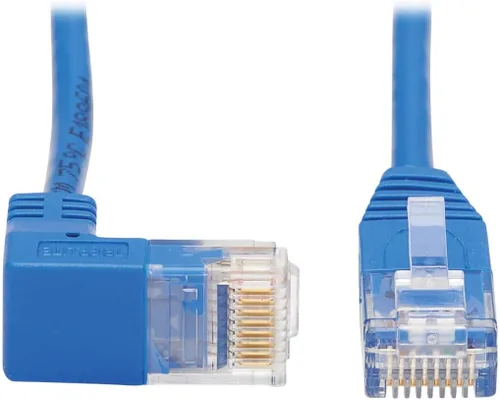 Vista 7 de Tripp Lite Cable Ethernet Cat6 en ángulo recto, Cable de conexión de red UTP delgado moldeado Gigabit, azul, 20 pies (N204-S20-BL-RA)