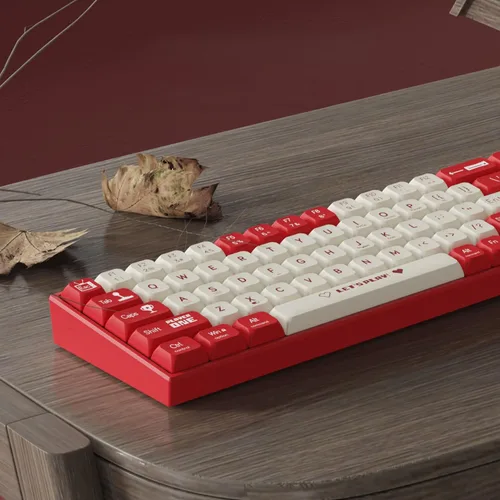 Vista 6 de AK680 - Teclado mecánico compacto con cable, diseño rojo y blanco, 68 teclas, interruptor táctil marrón intercambiable en caliente, teclado