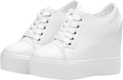 Vista 7 de Zapatos de mujer con cuña y tacón oculto, tobilleras, plataforma ancha y alta