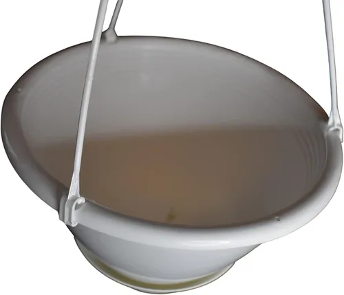 Vista 7 de Cesta colgante de plástico blanco de 8'' con platillo de Koba (5)