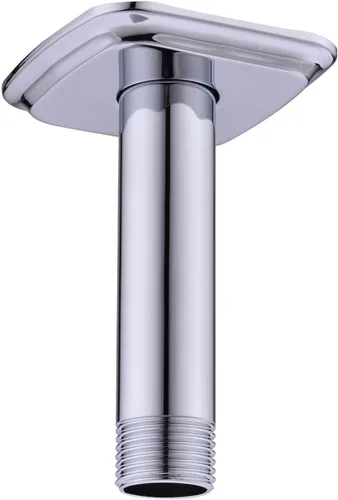 Vista 14 de Brazo de ducha con brida de acero inoxidable de 4 pulgadas, extensión recta montada en el techo para cabezal de ducha de lluvia superior, níquel
